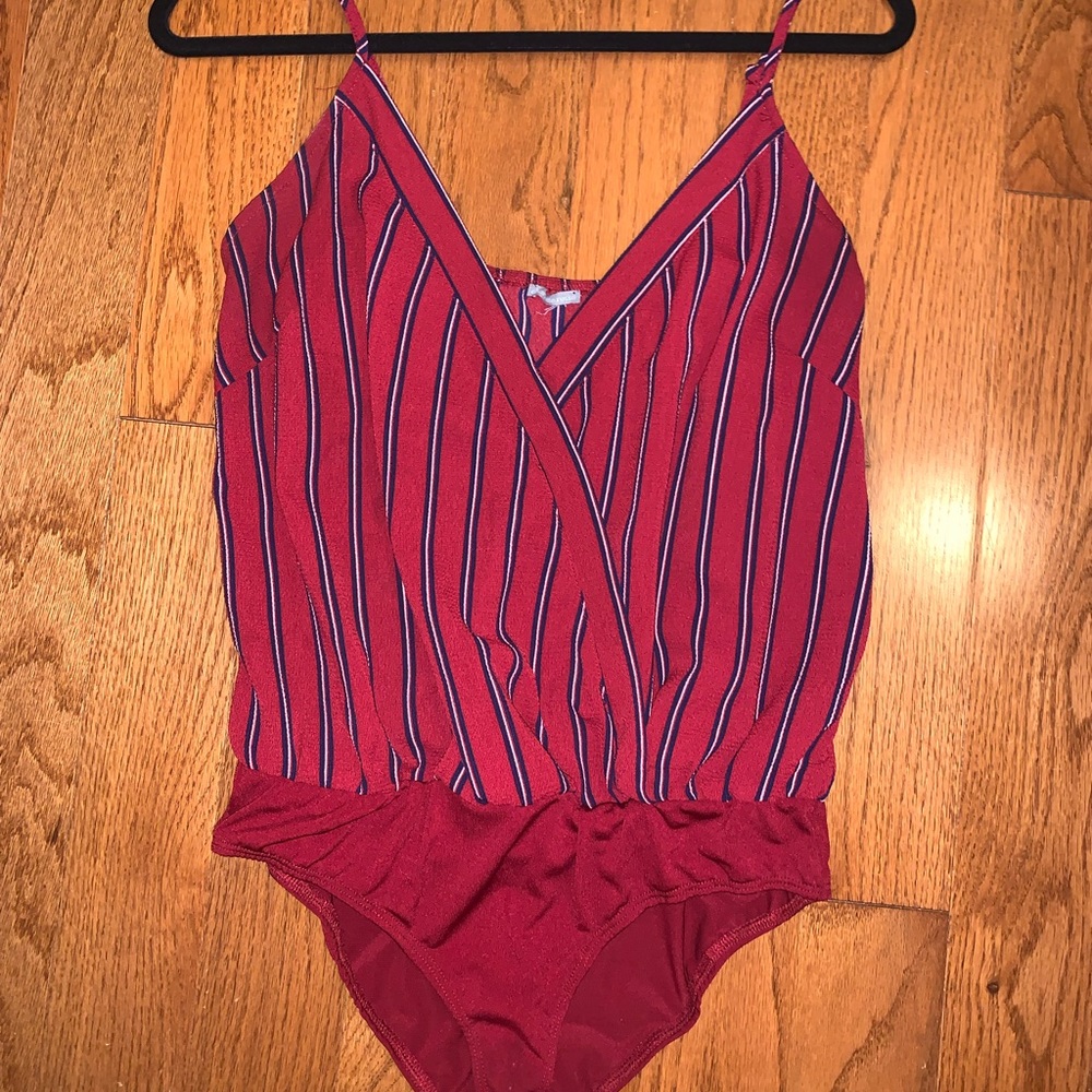 Flirty v-neck one piece bodysuit with adjustable straps (large)